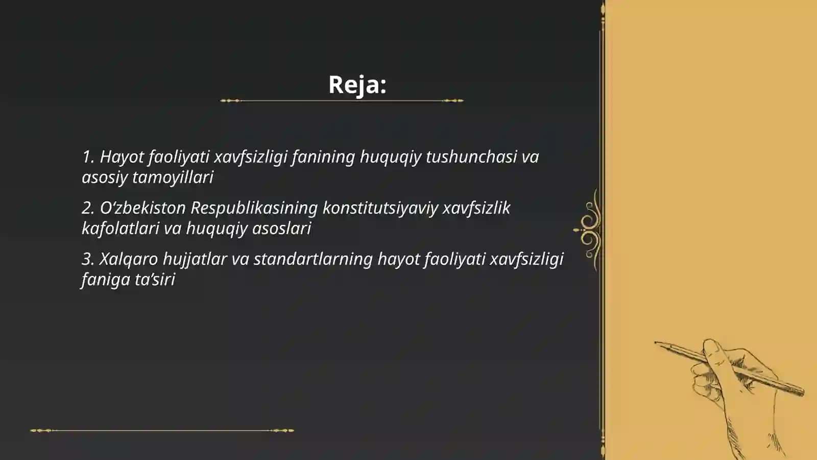 Hayot faoliyati xavfsizligi fanining huquqiy asoslari 2