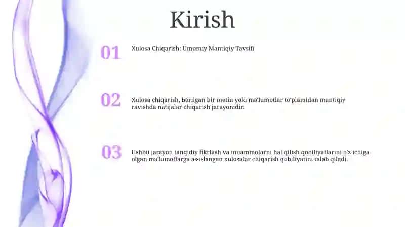 Xulosa Chiqarishning Umumiy Mantiqiy Tavsifi 2