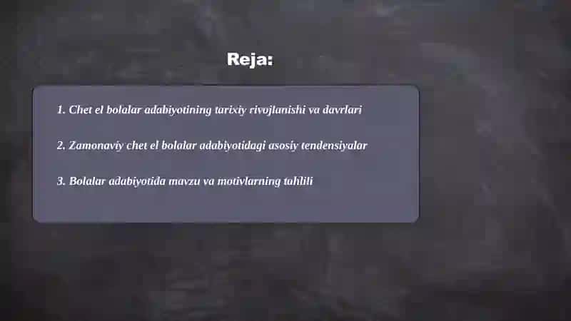 Chet el bolalar adabiyoti 2