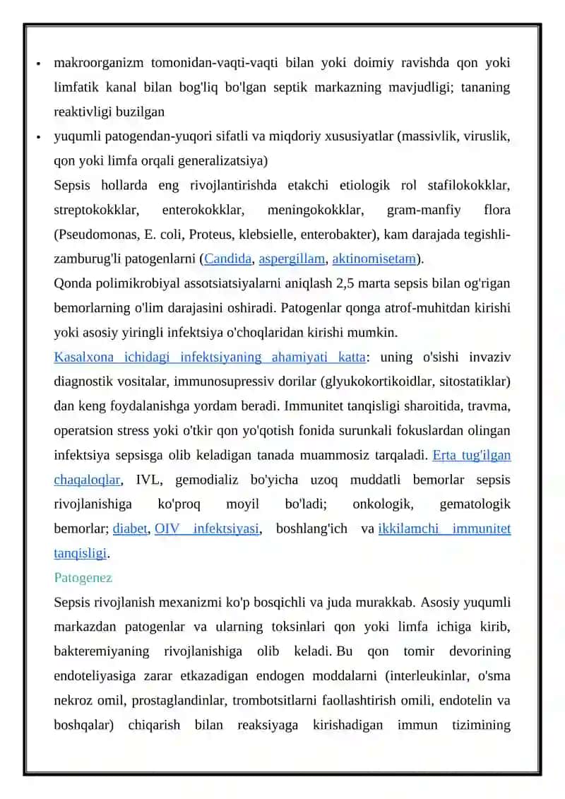 O’TKIR XIRURGIK INFEKSIYA (SEPSIS) 2