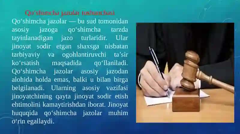 Qo‘shimcha jazolar tushunchasi 2