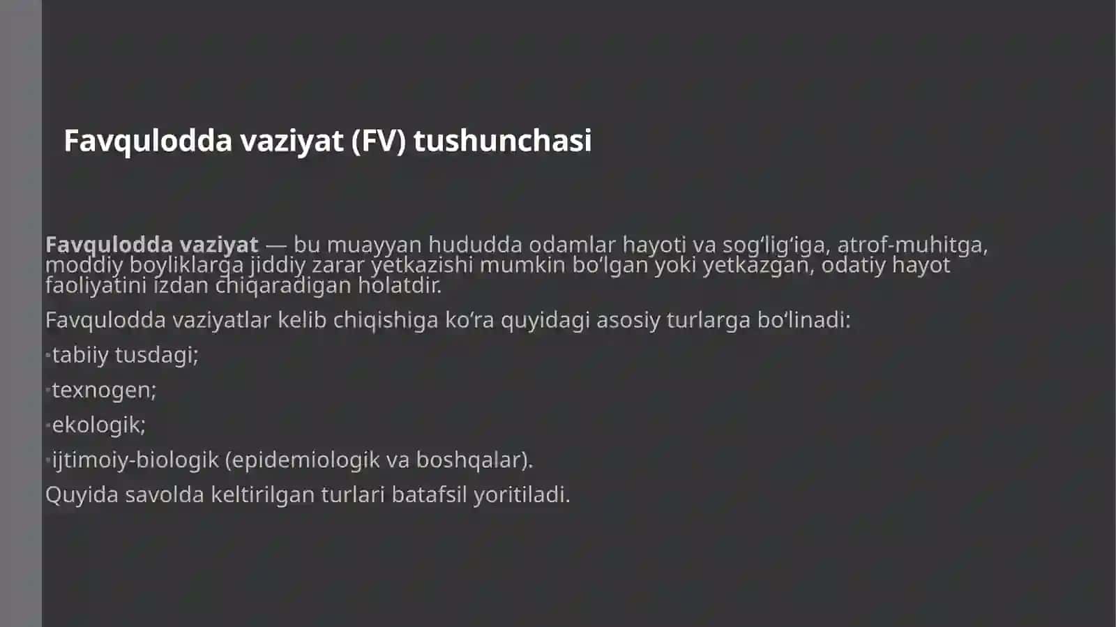 Favquloddavaziyatlar,ularningtasnifivatavsifi 2