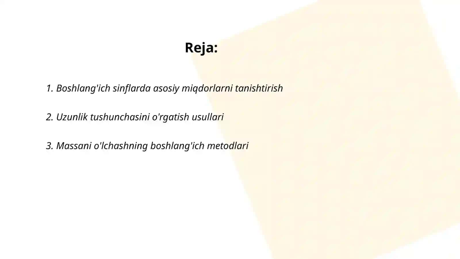 Boshlang'ich sinflarda asosiy miqdorlar va ularni o'lchov birliklarini o'rgatish metodikasi 2