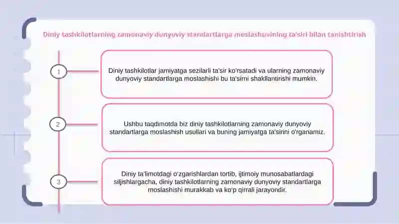 Diniy Tashkilotlarning Zamonaviy Dunyoviy Standartlarga Moslashuv 2