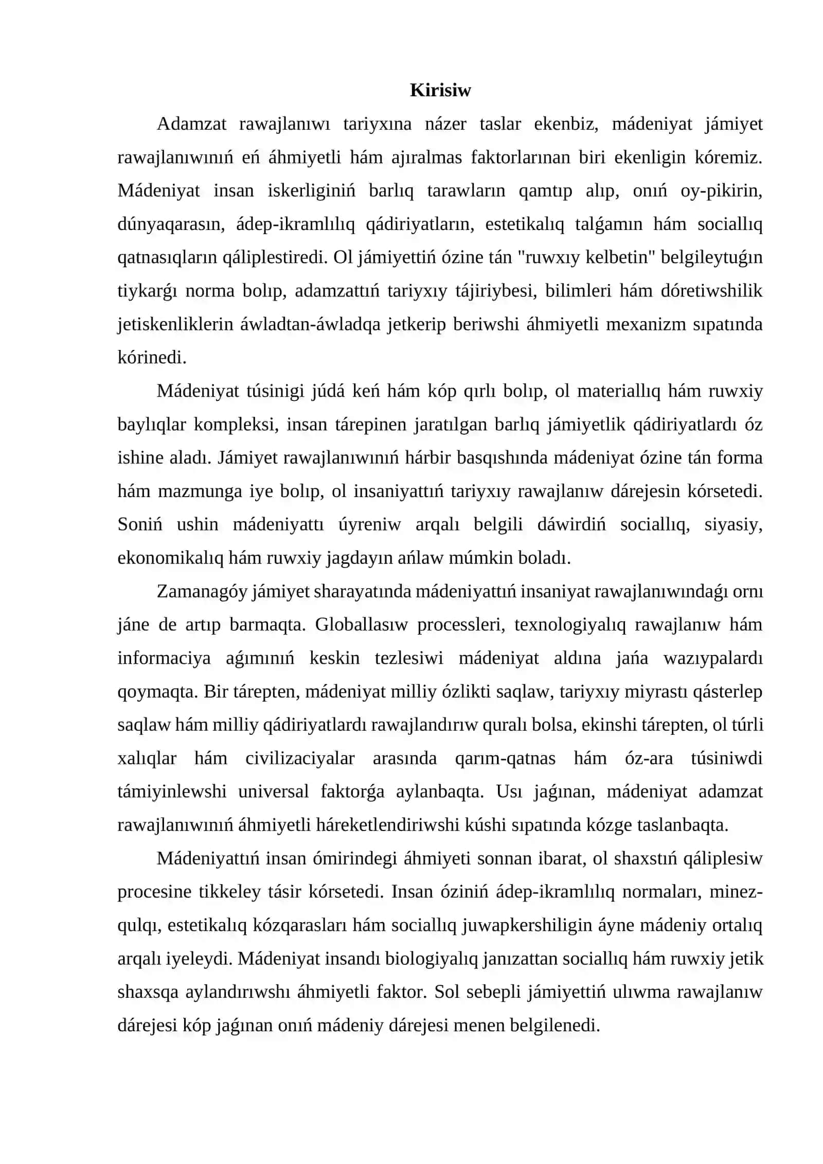 Mádeniyat hám onıń insaniyat rawajlanıwındaǵı ornı 2