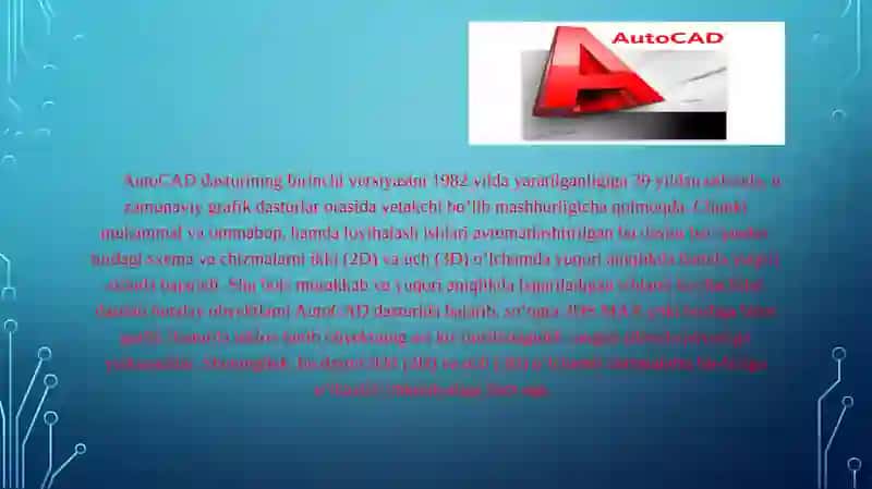 AutoCAD dasturida xaritalarni yaratish, geometrik obyektlarni qo'llash va ularga amal qilish 2