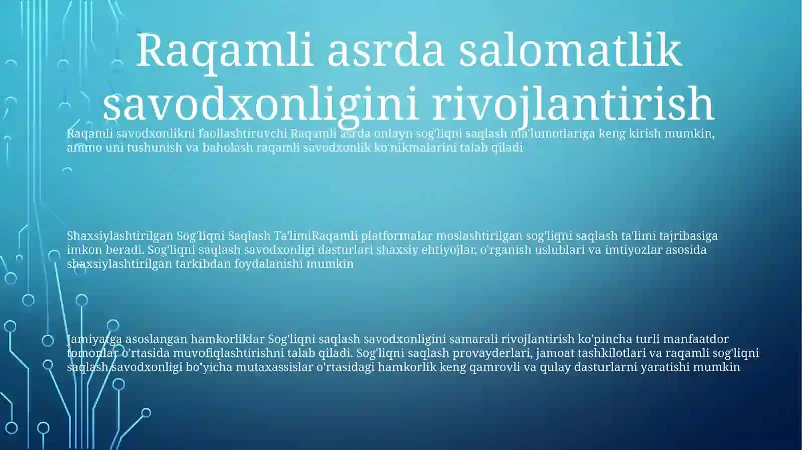 Shaxsiylashtirilgan Sog'liqni Saqlash Ta'limi 2
