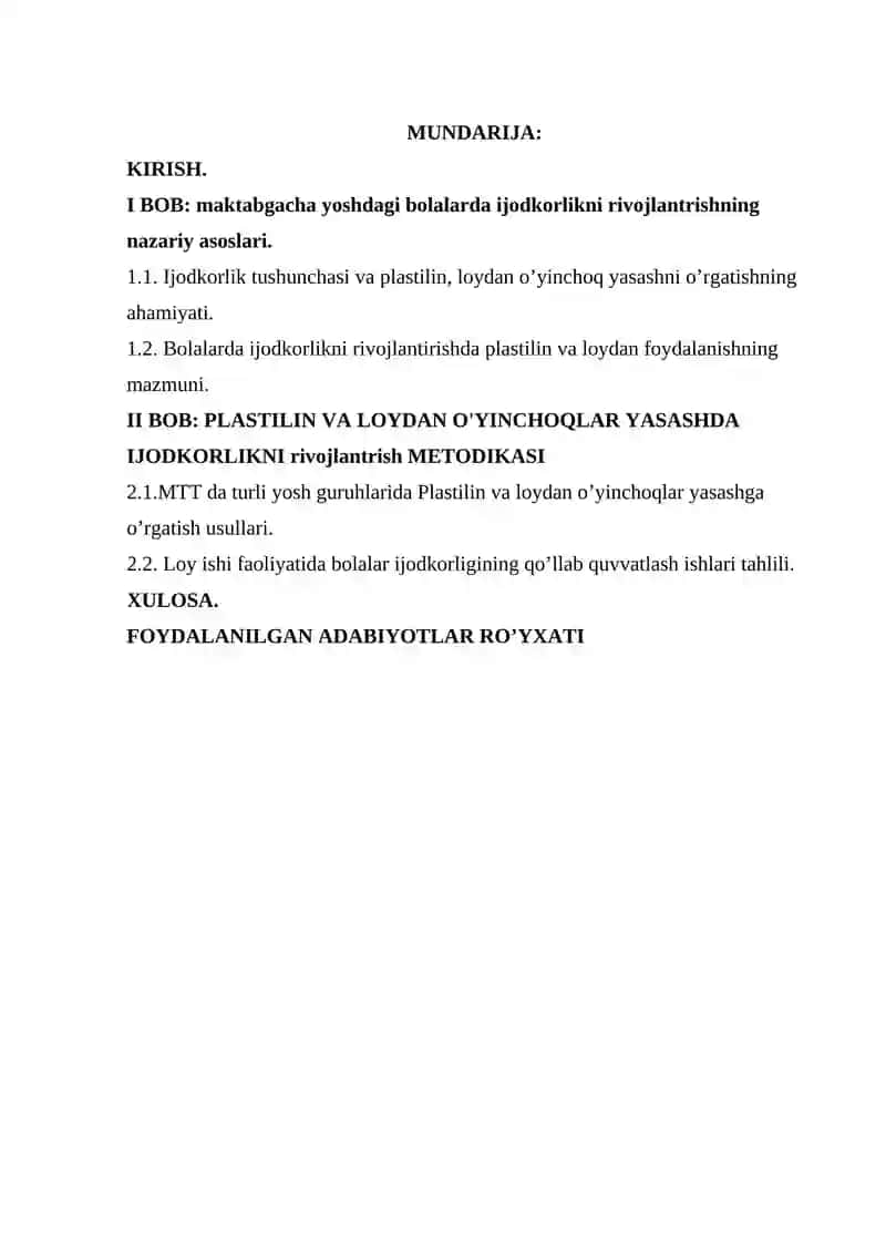 Plastilin va loydan o’yinchoqlar yasash faoliyatida ijodkorlikni qo’llab-quvvatlash 2