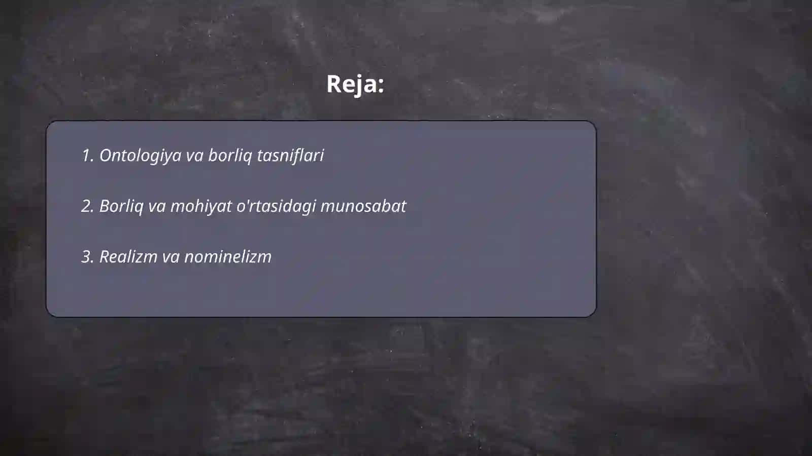 Ontologiya va borliq tasniflari 2
