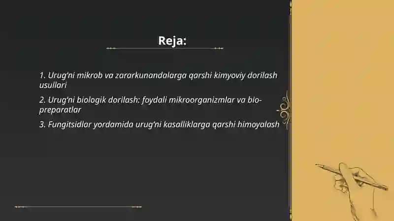 Urugʻni kasallik qoʻzgʻatuvchi mikroorganizmlar va zararkunandalarga qarshi dorilash 2