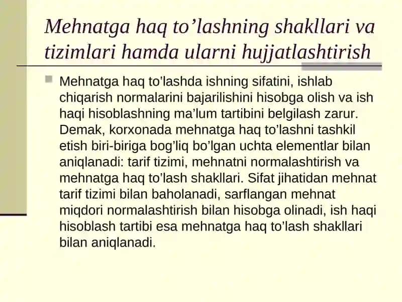 Mehnat haqini hisoblashda ishning sifati 2