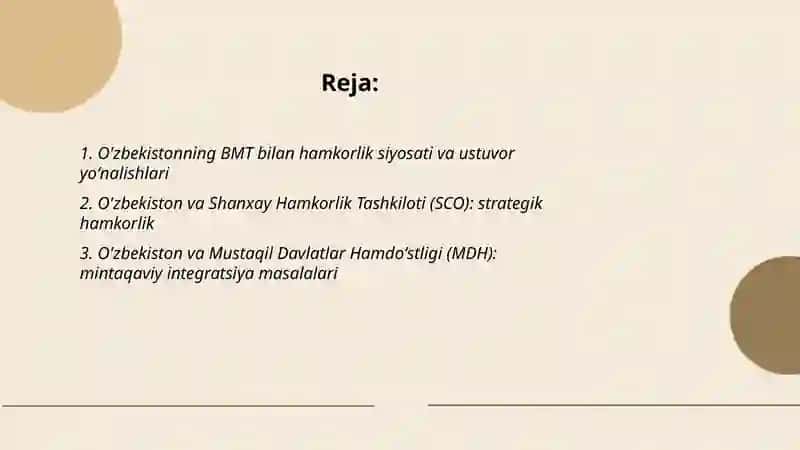 O'zbekistonning xalqaro tashkilotlar bilan hamkorlik aloqalari 2