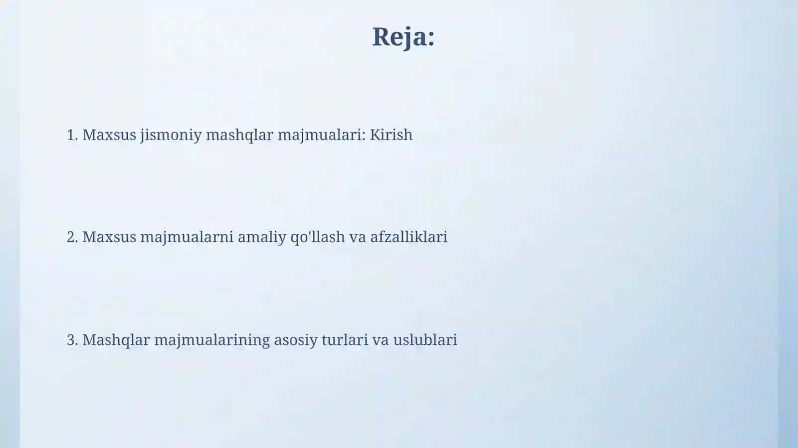 Maxsus jismoniy mashqlar turkumlari 2