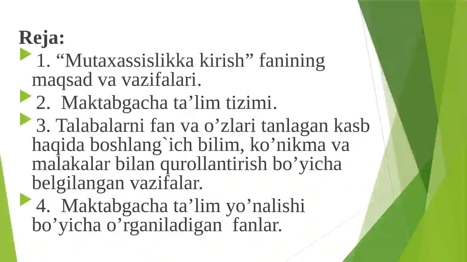 Mutaxassislikkakirish fanining maqsadi va vazifalari 2