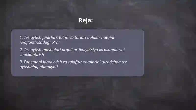 Tez aytish janirlarining bolalar nutqini o'stirishdagi ahamiyati 2