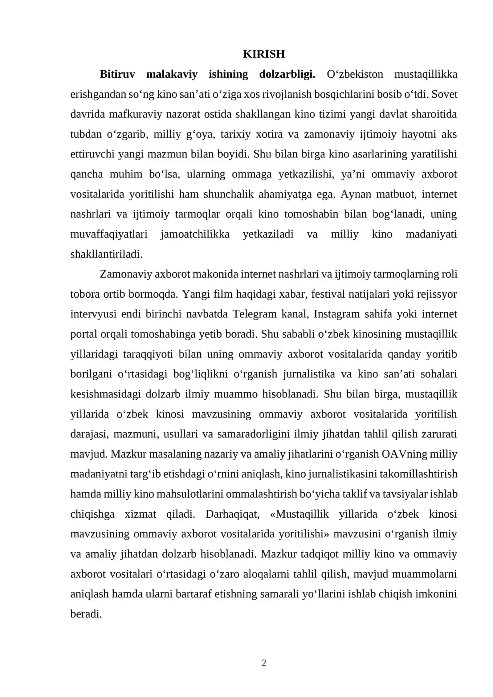 OMMAVIY AXBOROT VOSITALARIDA O‘ZBEK KINOSINING YORITILISHI 2
