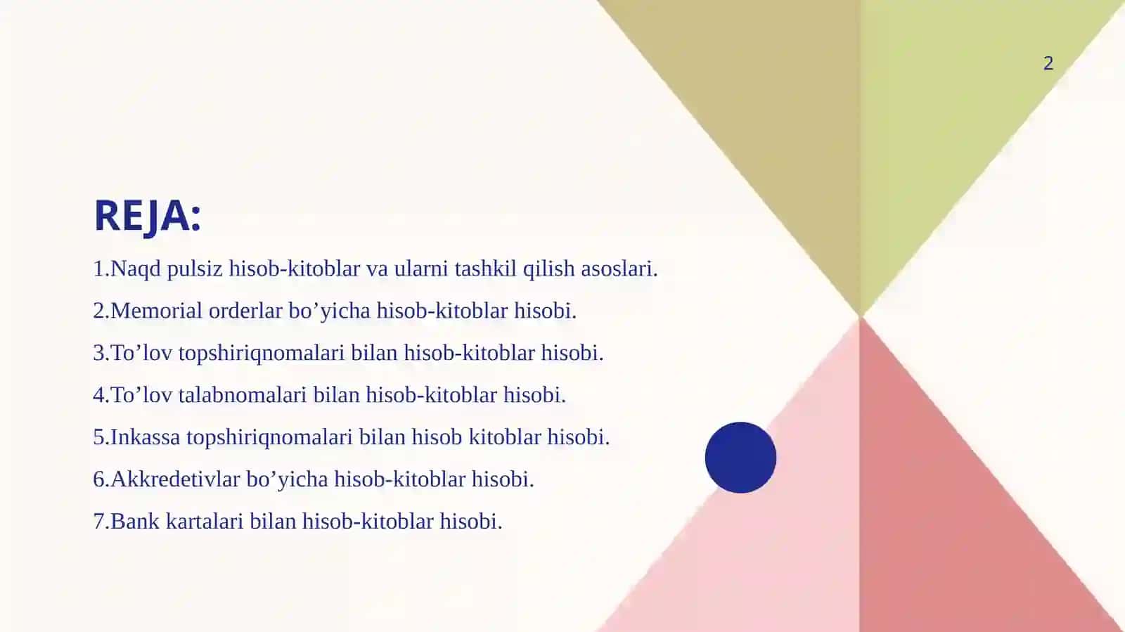 Naqd pulsiz hisob-kitob operatsiyalari hisobi 2