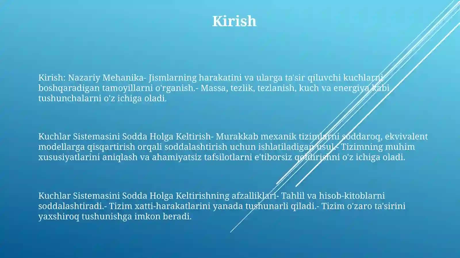 Nazariy Mehanika.Kuchlar Sistemasini SoddaHolgaKeltirish 2