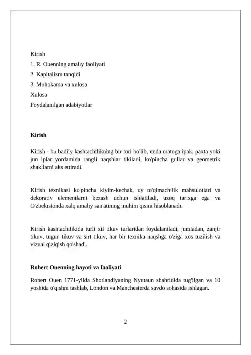 ﻿R.Ouen.Uning amaliy faoliyati, kapitalizm tanqidi 2