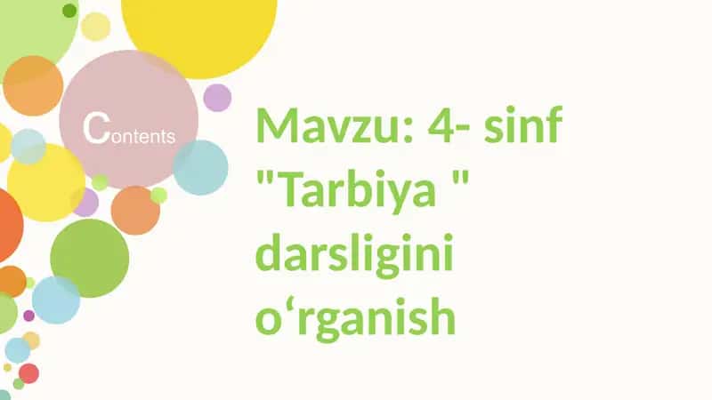 4- sinf "Tarbiya" darsligini o‘rganish 2