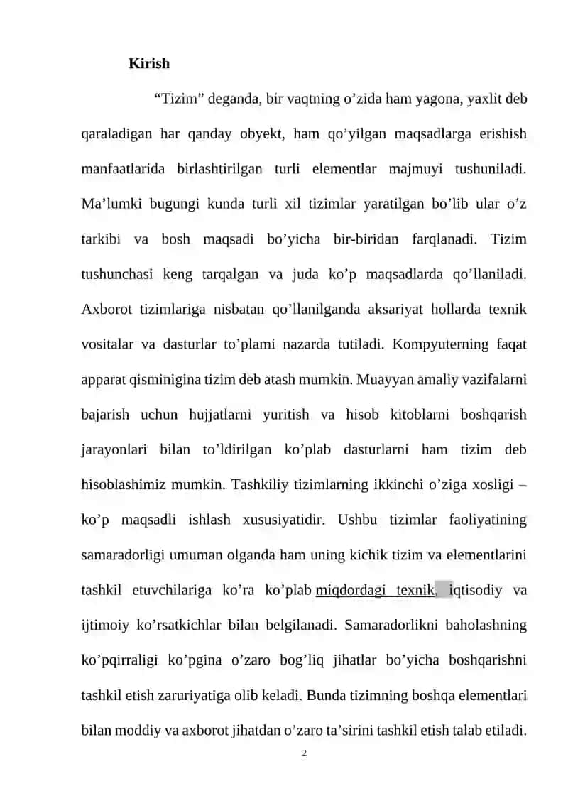 Axborot tizimlari 2