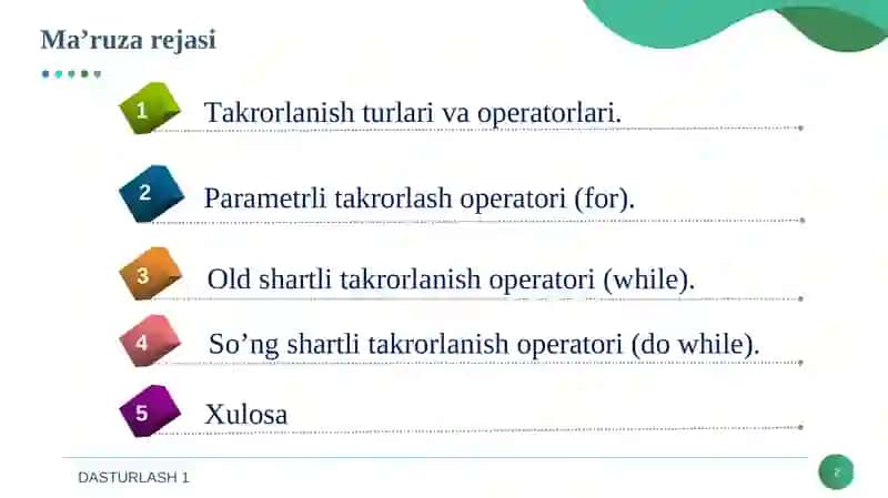 Takrorlanish operatorlari 2