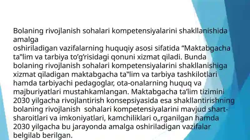 Bolaning rivojlanish sohalarikompetensiyalari 2