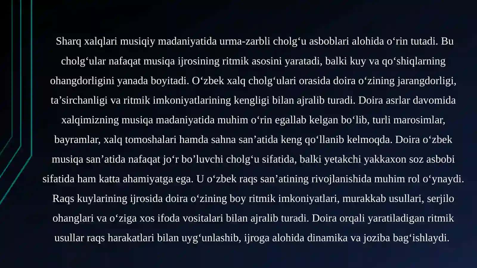 K. Burxonovning “Samarqand taronasi” asarini doira cholgʻusida oʻrgatish metodikasi 2