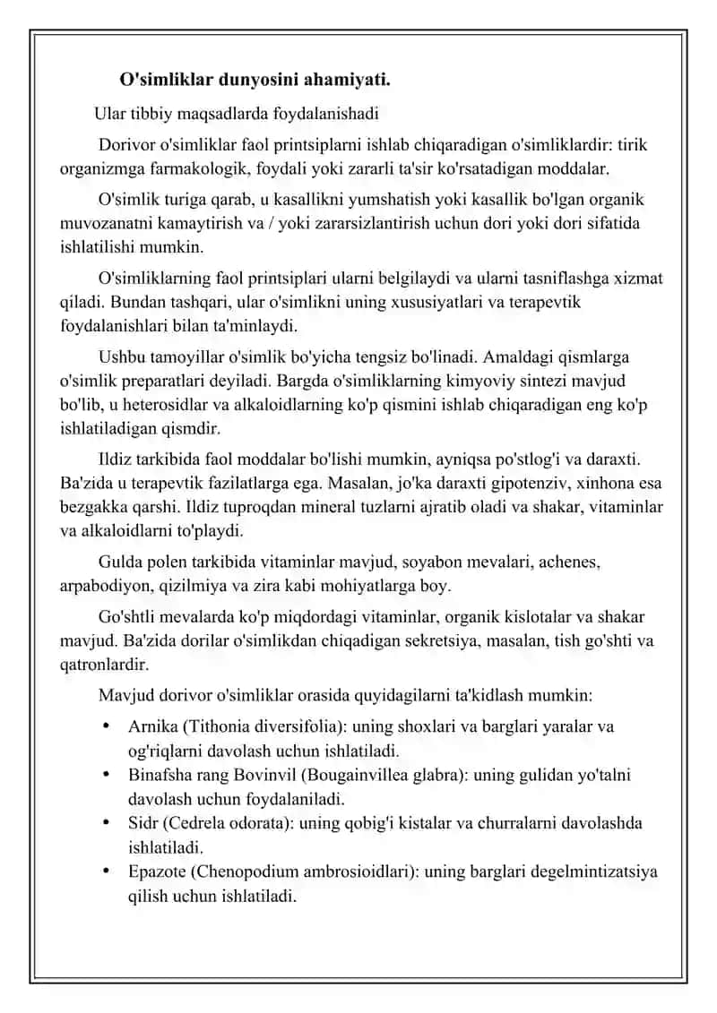 O'simliklar olamidan foydalanish va muhofaza qilish 2