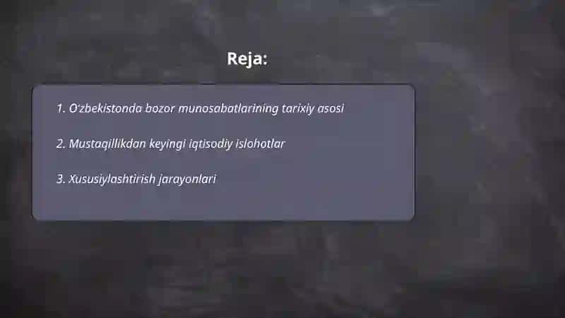 Oʻzbekistonda bozor munosabatlarining shakllanishi va rivojlanishi 2
