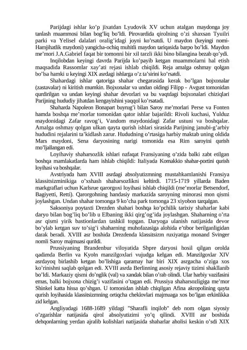 G‘arbiy Evropaning XVIII-XIX asr I yarmidagi shaharsozligi 2