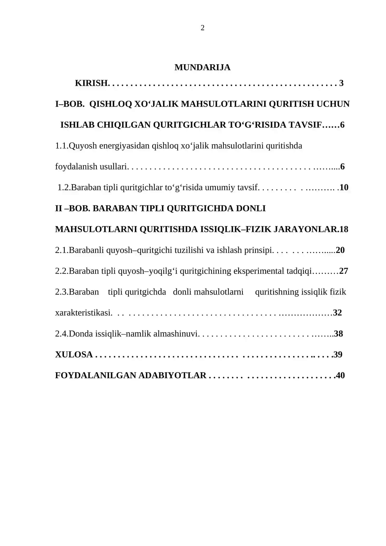 Baraban tipli quritgichda donli mahsulotlarni quritishda issiqlik–fizik jarayonlarni o‘rganish 2