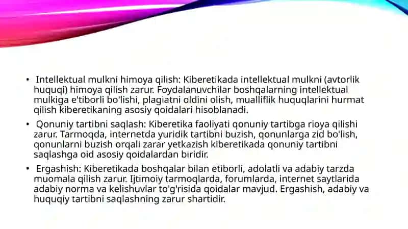 KIBERETIKANING ASOSIY QOIDALARI 2