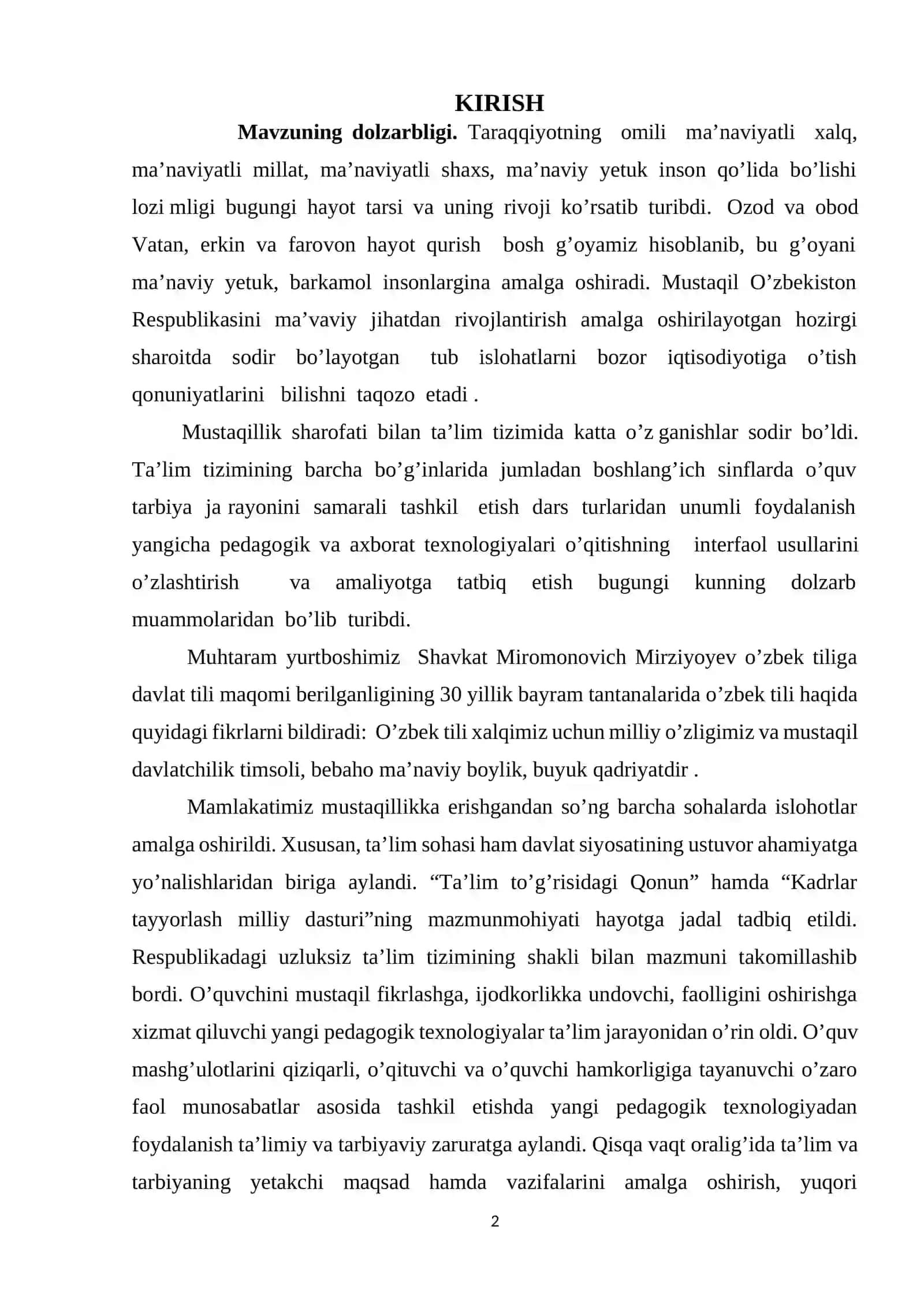 SAVOD O'RGATISH DAVRIDA DAM OLISH DAQIQALARINI TASHKIL ETISH 2