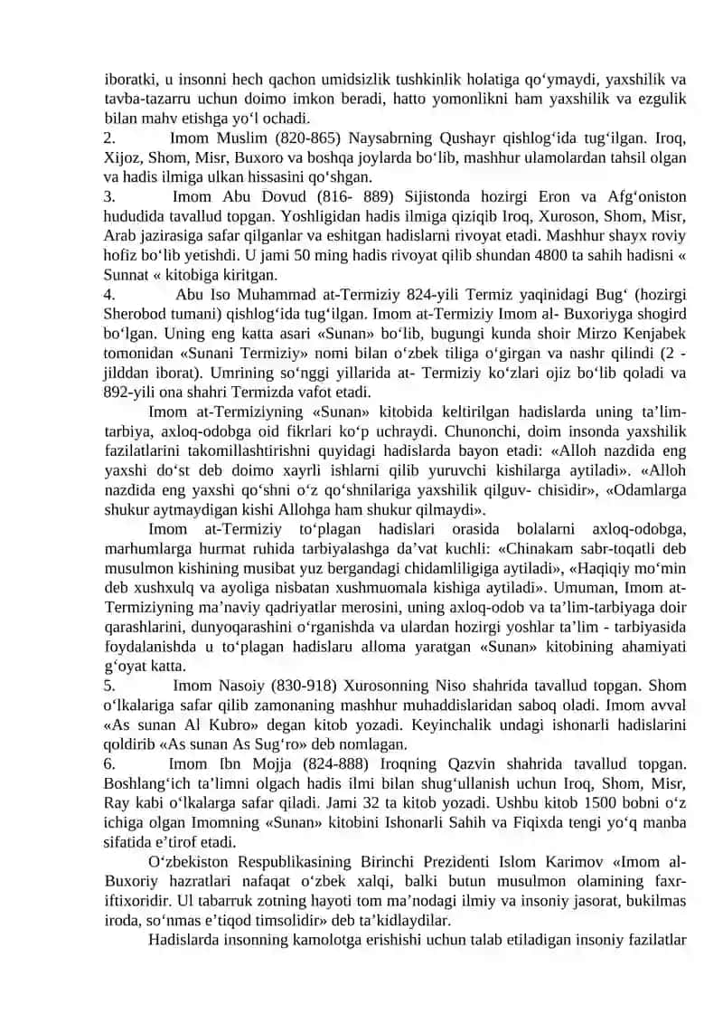 Hadis ilmi va uning tarbiyaviy ahamiyati 2