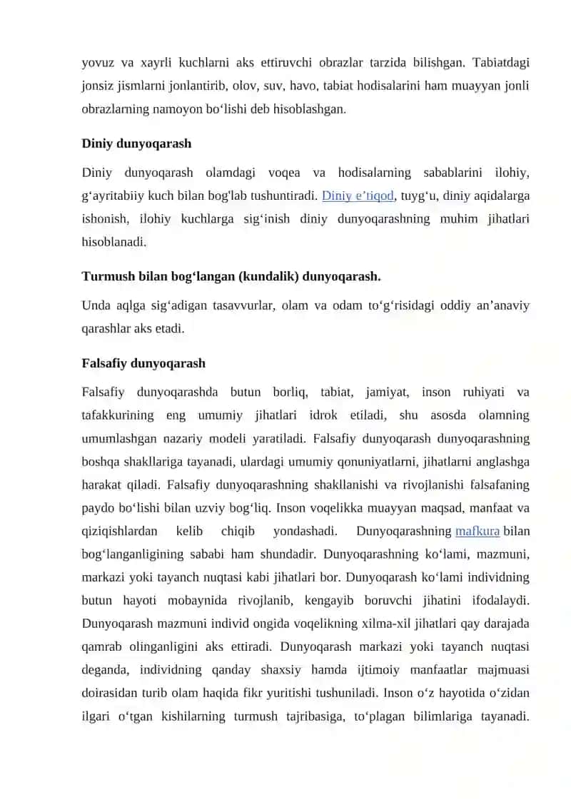 Dunyoqarashning mohiyati, tuzilishi va asosiy funksiyalari 2