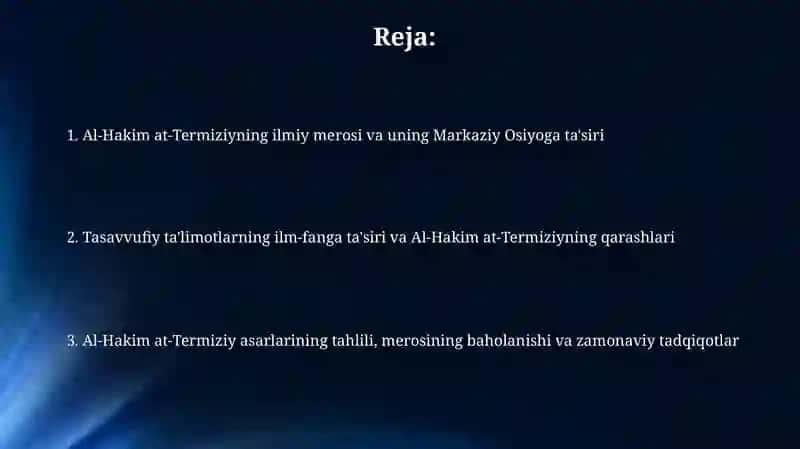Al-Hakim at-Termiziyning ilmiy merosi va uning Markaziy Osiyoga ta'siri 2