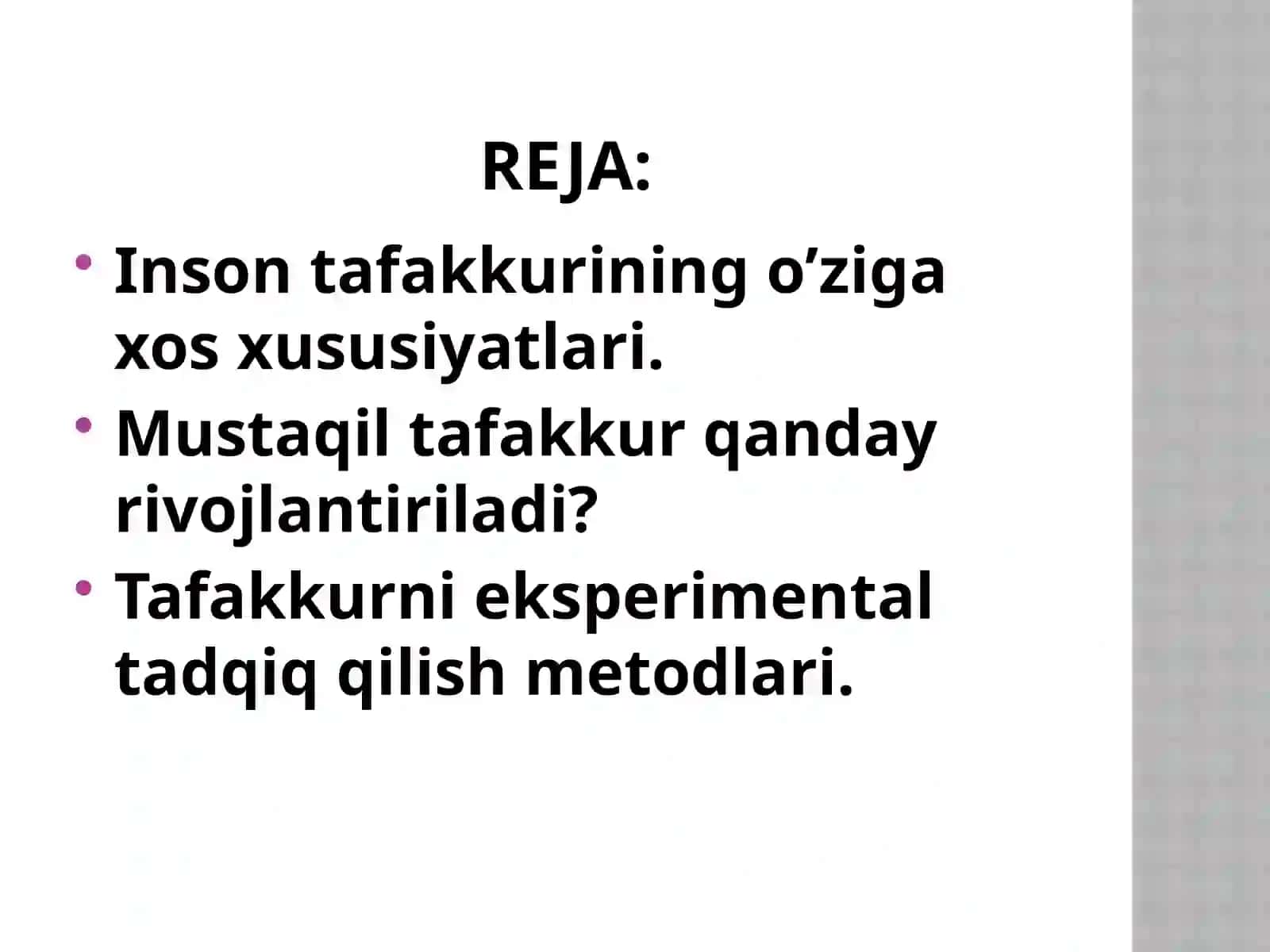Tafakkur jarayonini eksperimental metodlari yordamida o’rganish 2