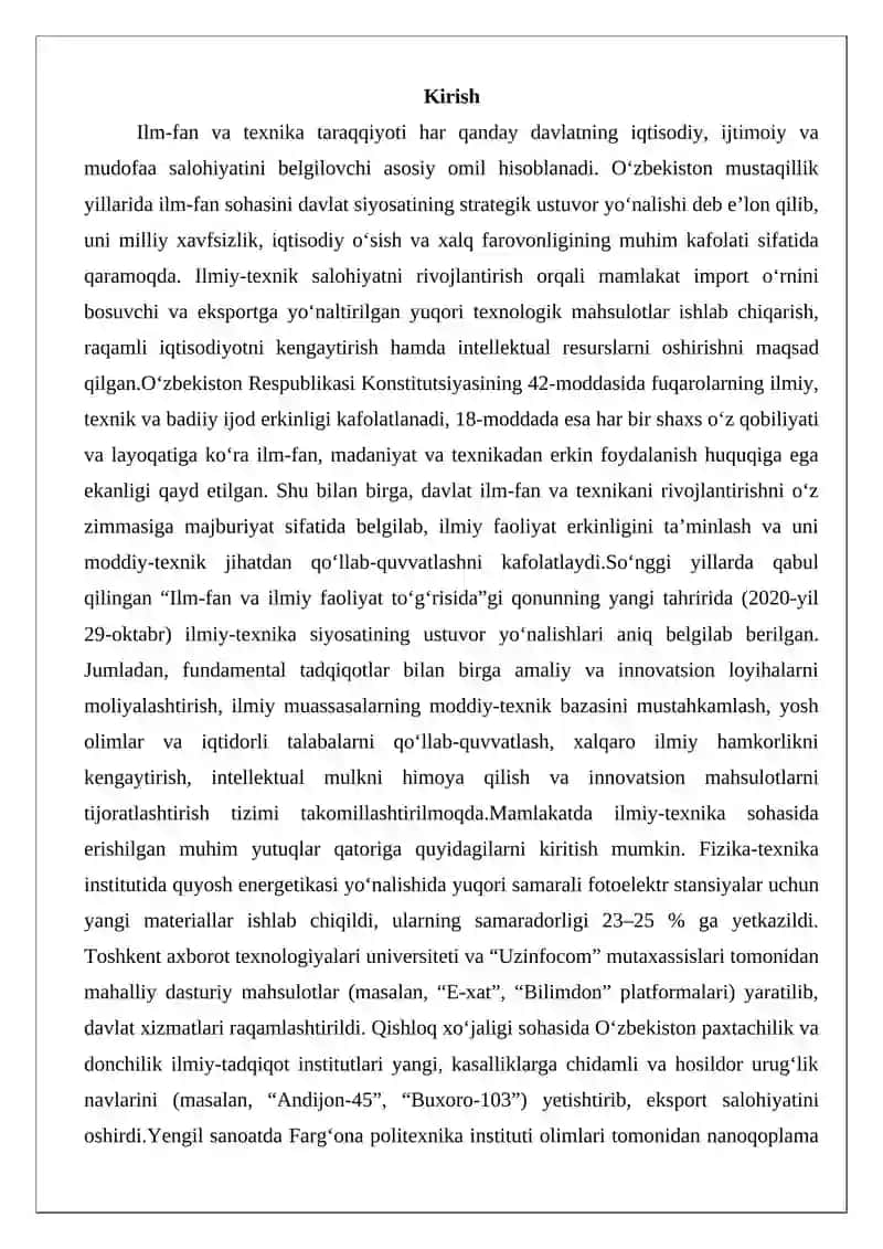 O‘zbekistonning ilmiy-texnika sohasidagi yutuqlari 2
