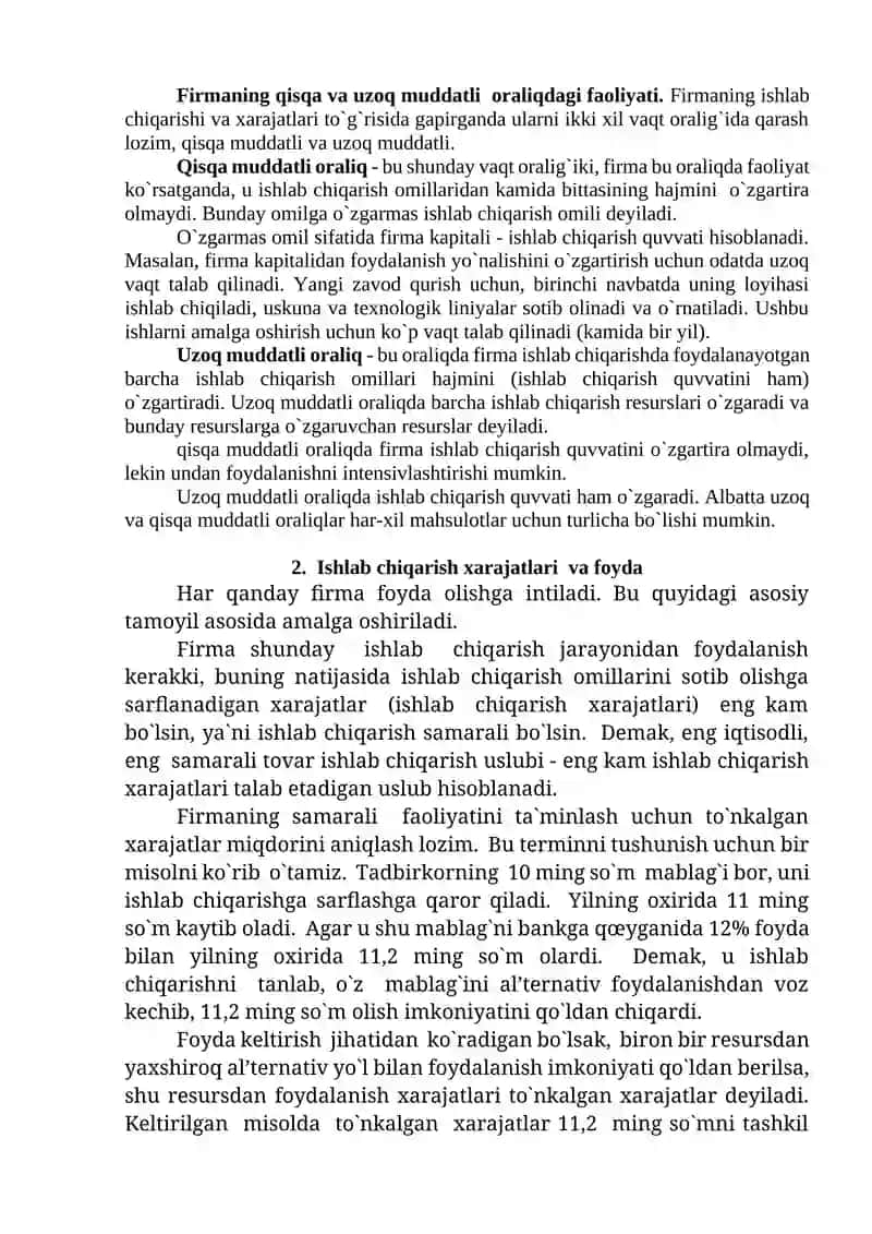 FIRMA VA UNING TASHKILIY-IQTISODIY TUSHINCHASI 2