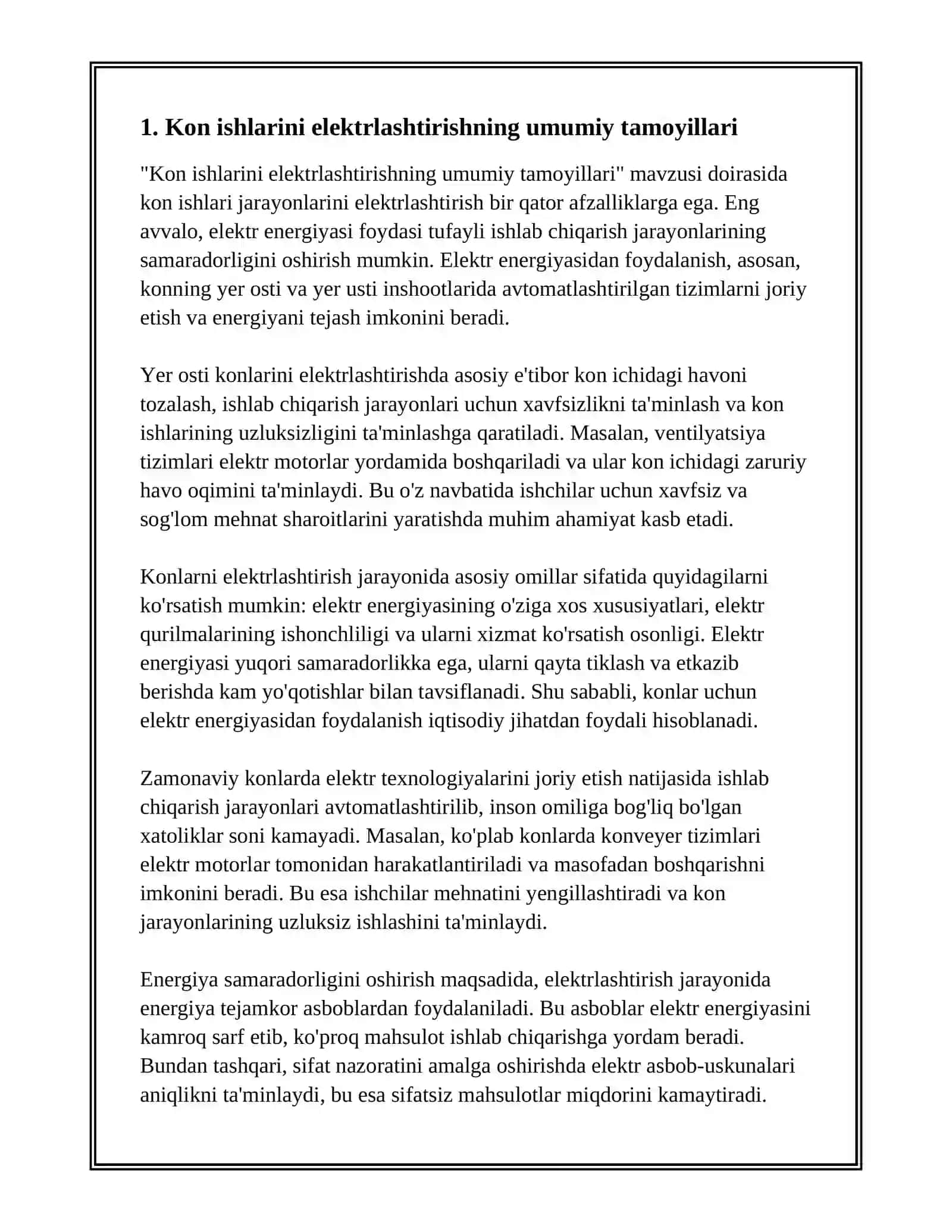 Kon ishlarini elektrlashtirishning umumiy tamoyillari 2