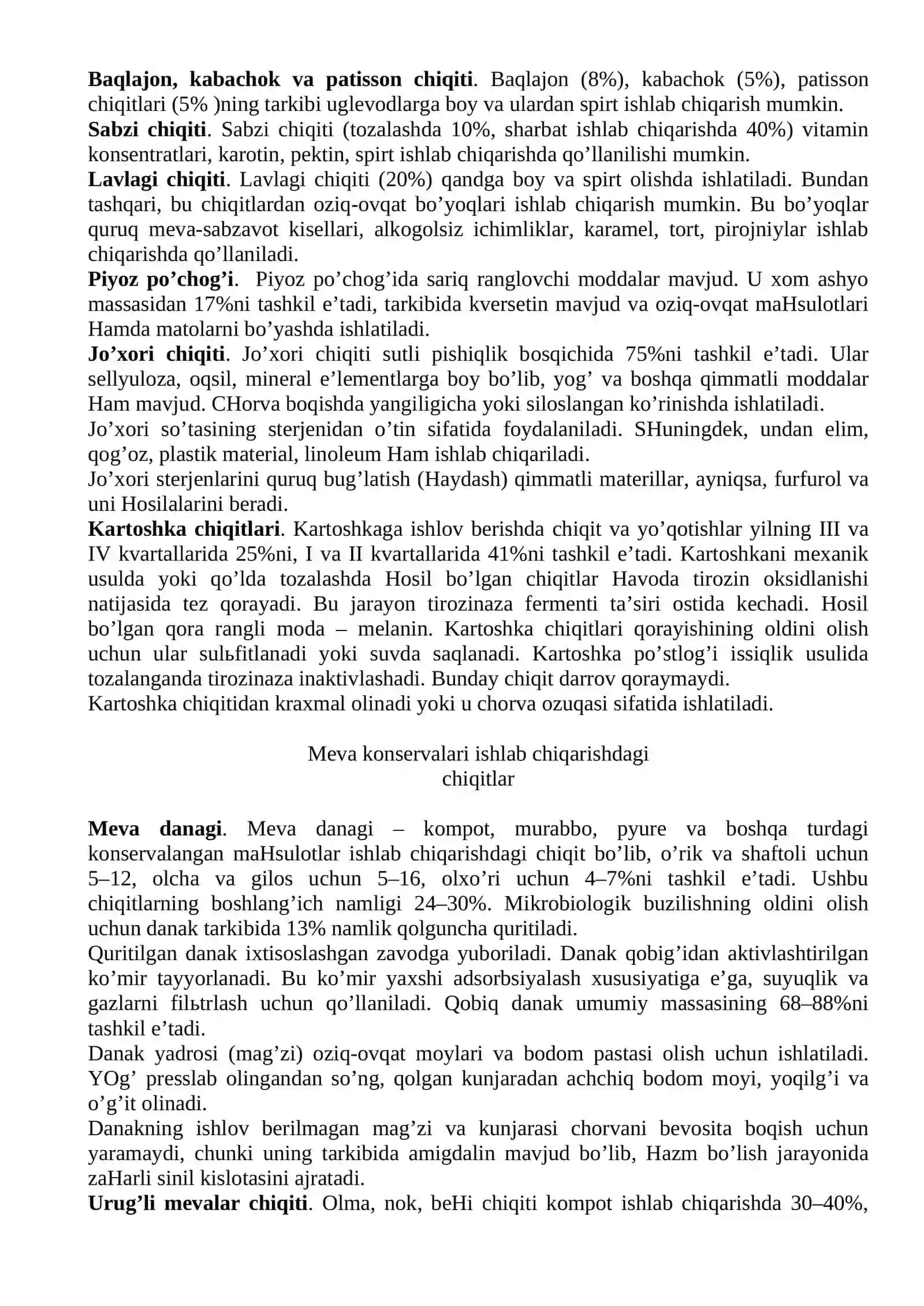 MЕVА-SАBZАVОT KОNSЕRVАLАRI ISHLАB CHIQАRISH CHIQITLАRIDАN FОYDАLАNISH 2