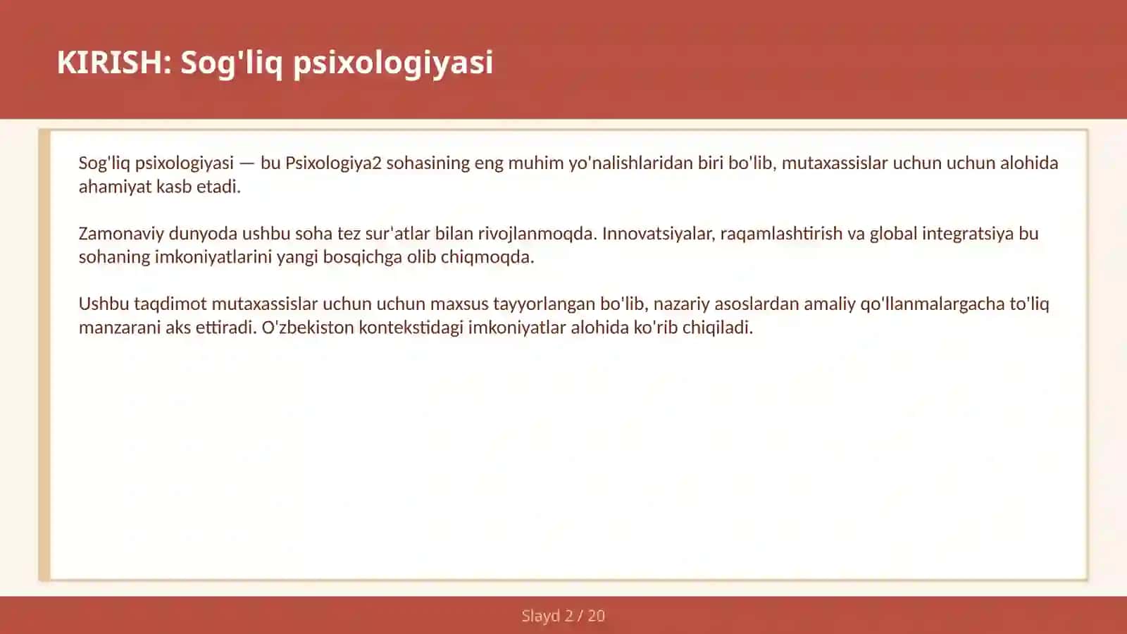 SOG'LIQ PSIXOLOGIYASI 2
