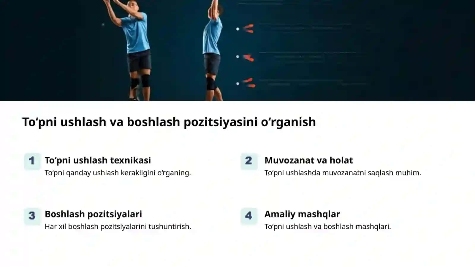 Voleybol o‘yinida yuqoridan ikki qo‘llab to‘p uzatish texnikasi 2