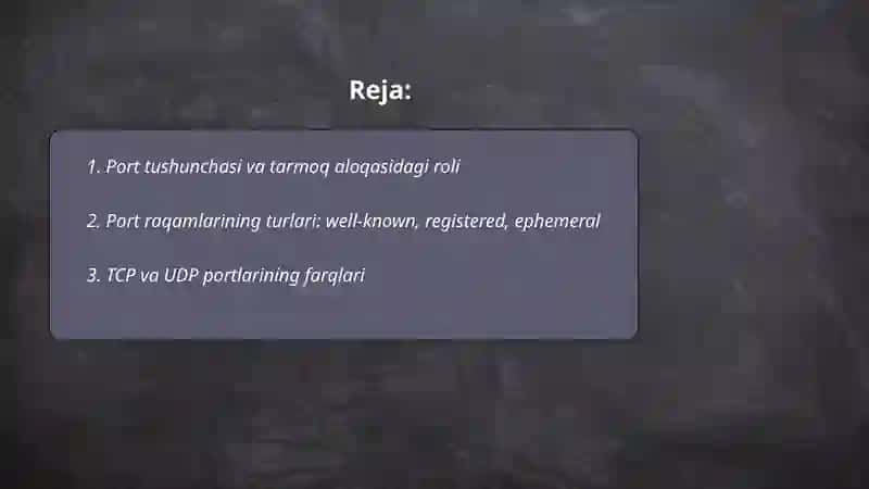 Portlar tushunchasi va socket dasturlash asoslari 2