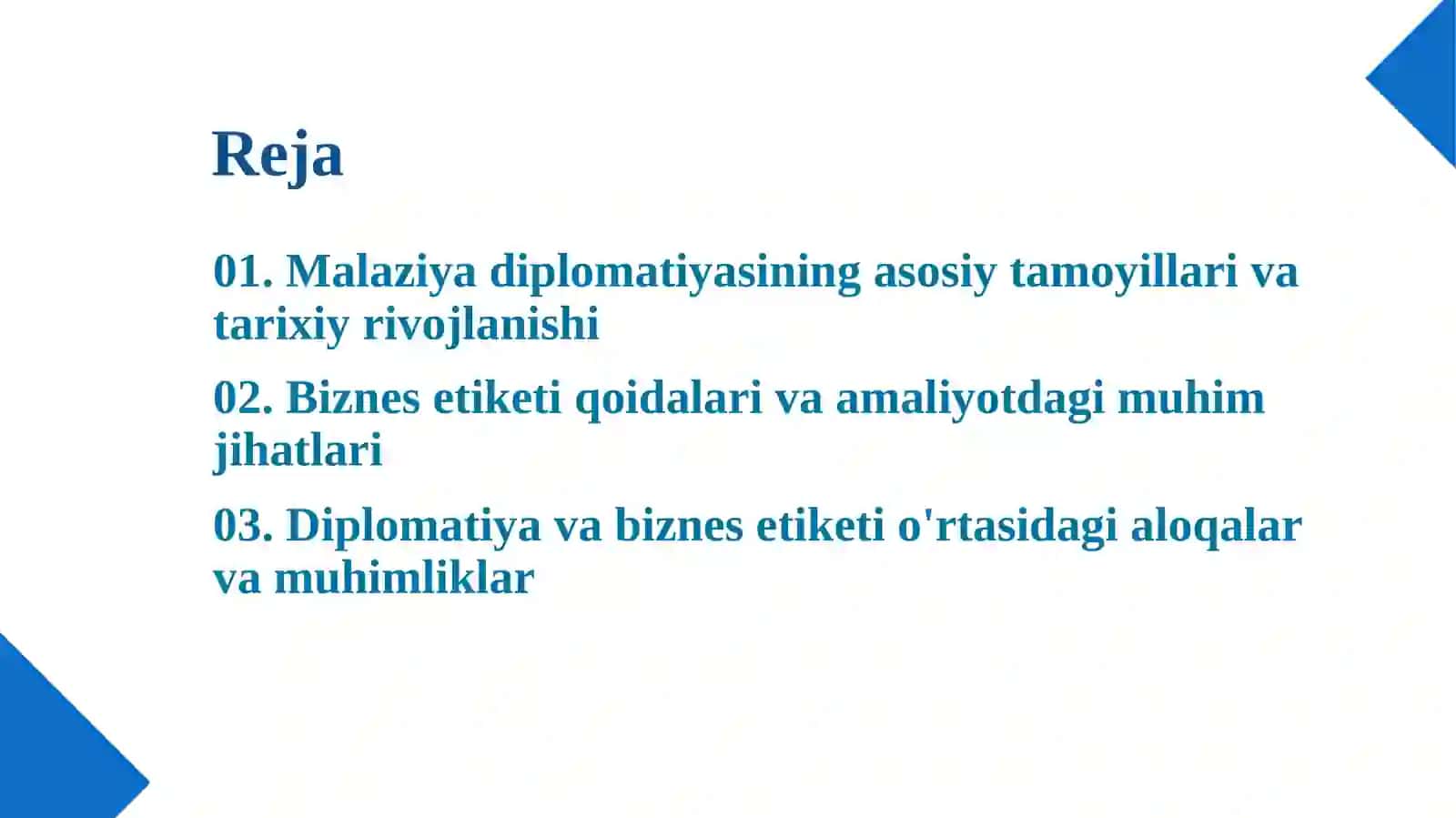 MALAYZIYA DAVLATINING DIPLOMATIYASI VA BIZNES ETIKETI 2