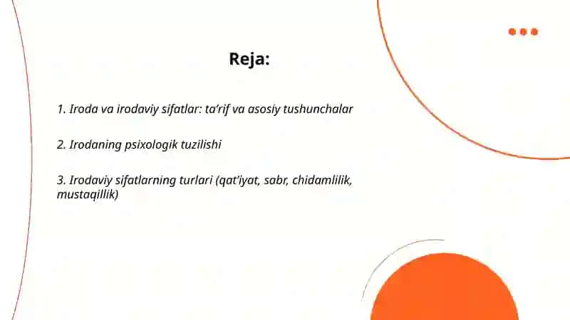 Iroda va Irodaviy sifatlar 2