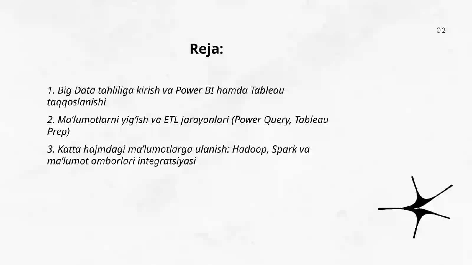 Big Data tahlili: Ma’lumotlarni vizuallashtirish (Power BI yoki Tableau) 2