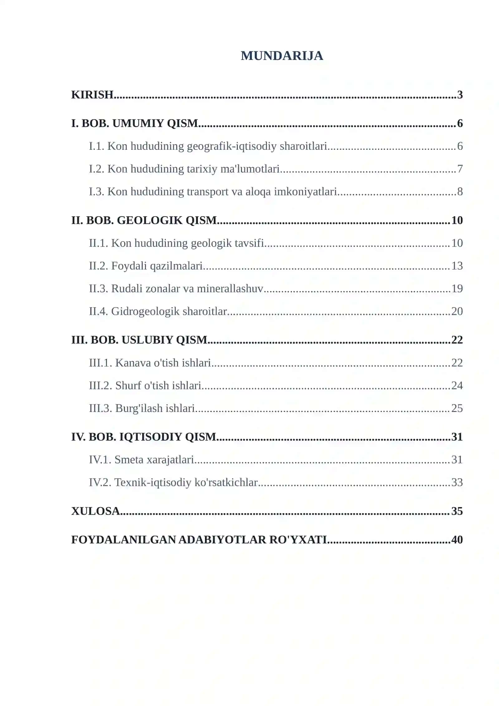 Shabrez konida geologiya-qidiruv ishlarini loyihalash 2