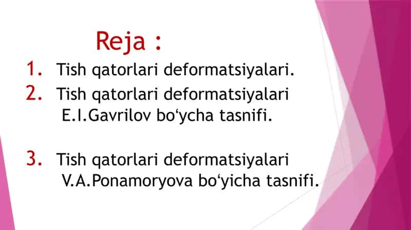 Tish qatorlari deformatsiyalari 2
